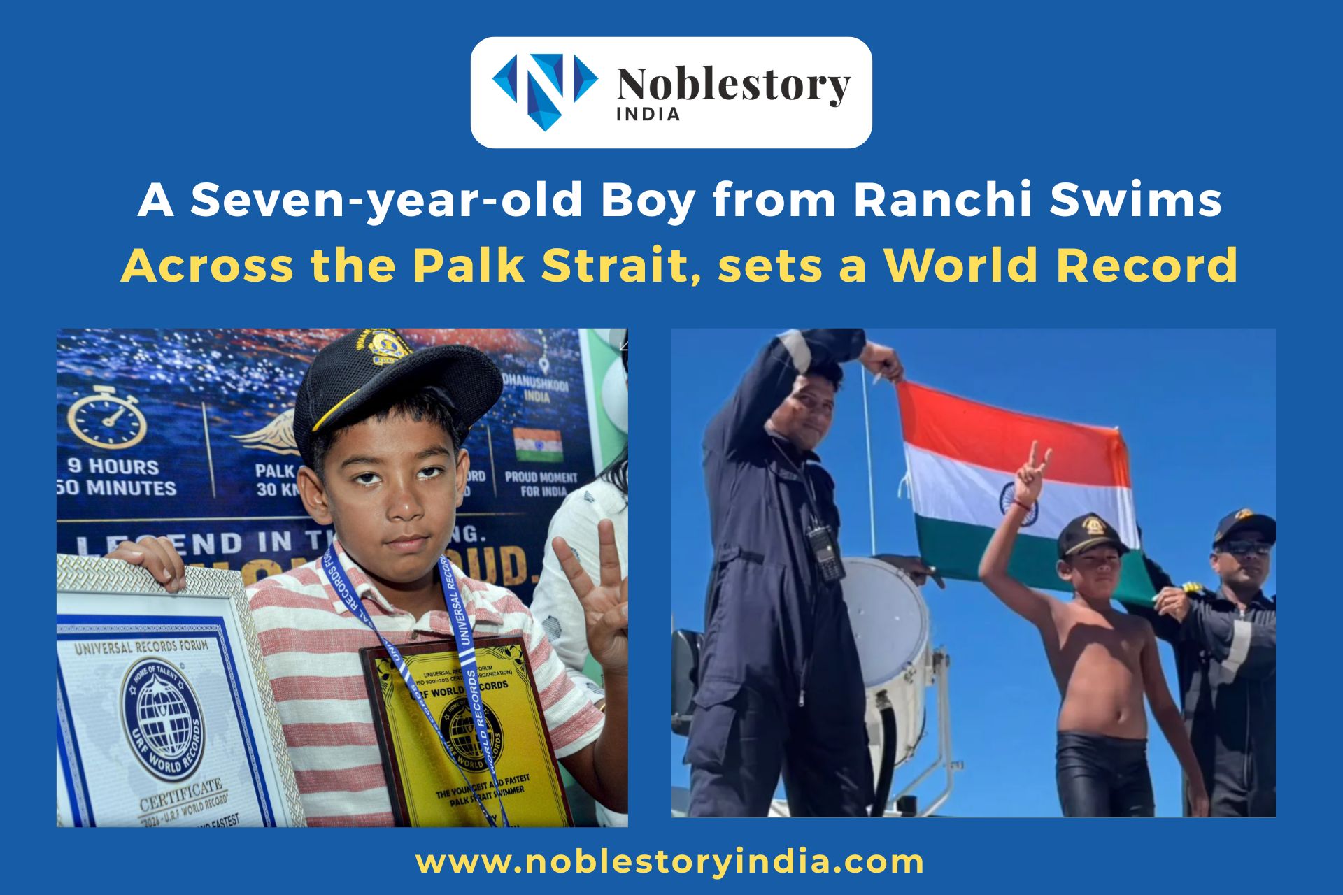 A Seven-year-old Boy from Ranchi Swims Across the Palk Strait, sets a World Record